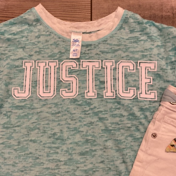 Justice Girls Outfit Size 6/7 Top/Size 6 Shorts - Picture 2 of 3